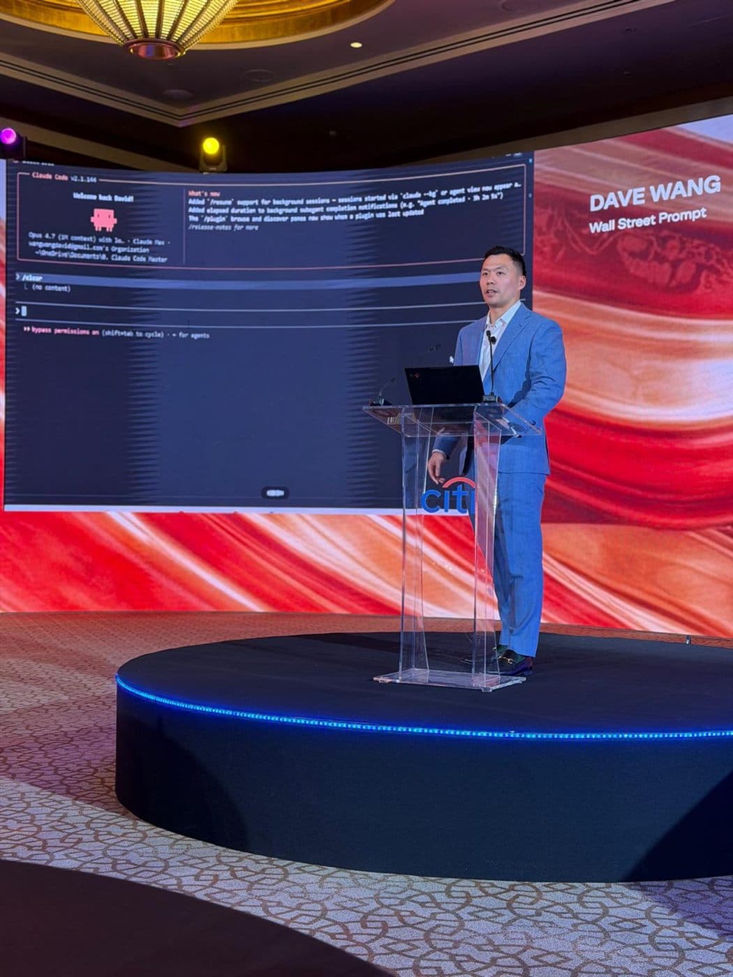 Dave Wang delivering a keynote at the Citi Pan Asia Conference